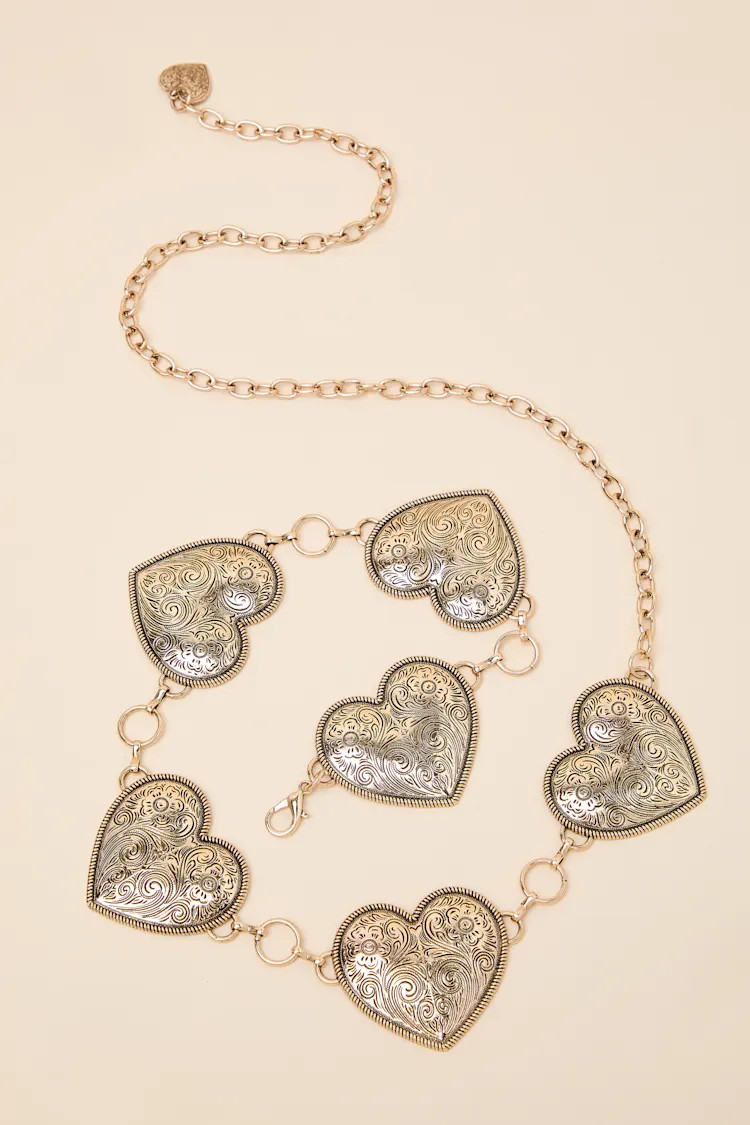 Prescott Gold Heart Concho Belt | Lulus
