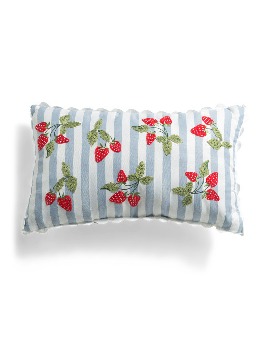 14x24 Strawberry Garden Stripe Indoor Outdoor Pillow | TJ Maxx