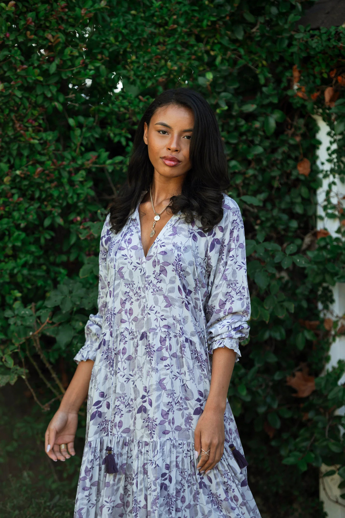 Sienna Maxi in violet flowers | Roma Label