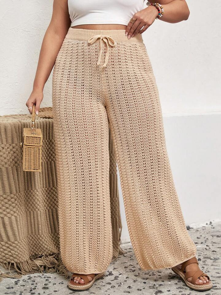 SHEIN Swim Curve Plus Drawstring Waist Cover Up Summer Pants | SHEIN