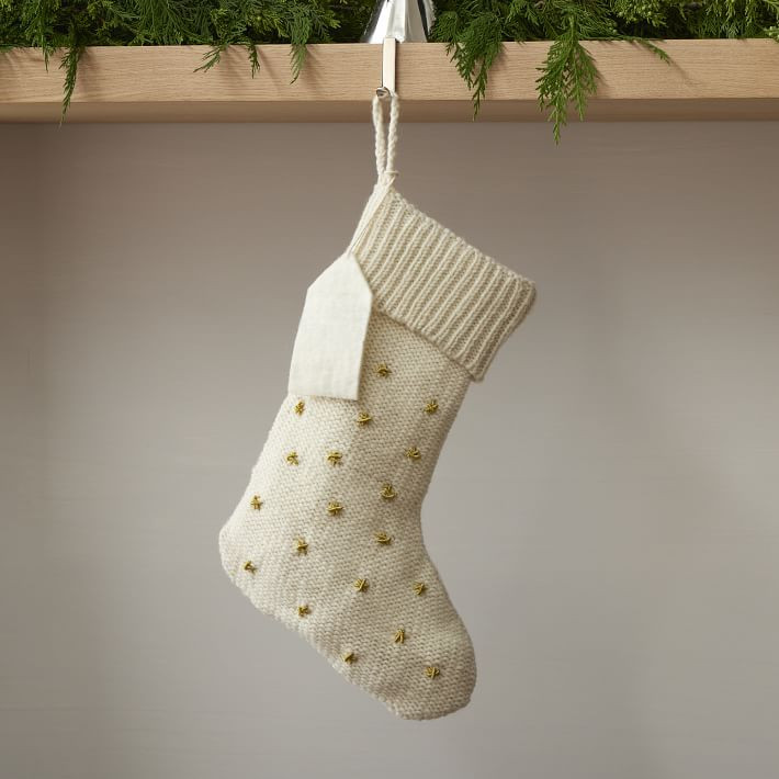 St. Jude Knit Metallic Thread Starburst Stocking | West Elm (US)