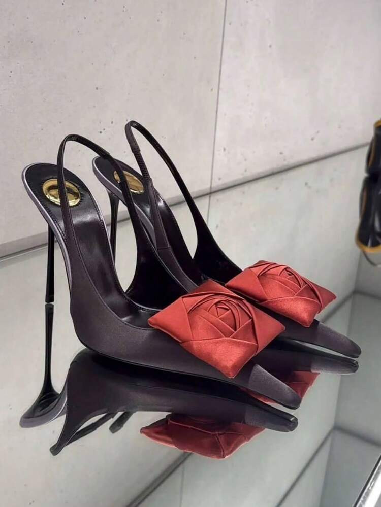 Gorgeous Pointed Toe Stiletto High Heel Shoes, Women's 2026 Spring New Backless Floral Closed Toe Sandals, Sexy & Elegant | SHEIN