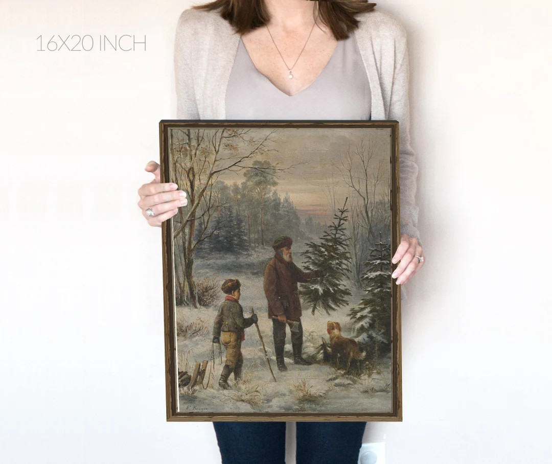 Christmas Tree Print | Vintage Dark and Moody, Rustic Oil Painting Print | Instant Download | 423 | Etsy (CAD)