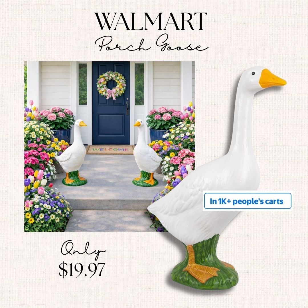 How cute is this viral Walmart porch goose 🪿🤍 This adorable outdoor decor piece is such a fun way to style your front porch for spring and summer. The classic white goose statue adds charm to any entryway, garden, patio, or flower bed and looks so cute styled with seasonal wreaths, planters, and doormats. If you’ve seen the trending porch goose outfits, this is the perfect base to dress up for holidays and every season. Affordable, high-quality, and currently a top-selling Walmart home find—such a good budget-friendly decor piece!
#WalmartFinds #PorchDecor #OutdoorDecor #SpringDecor #SummerDecor #FrontPorchStyle #GardenDecor #LTKHome #BudgetHome #ViralFinds #WalmartHome #PorchGoose #OutdoorStyling #EntrywayInspo