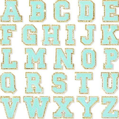 26 Pieces Chenille Letter Patches Iron On Letters Patch Varsity Letter Patches Glitter Chenille Patc | Amazon (US)