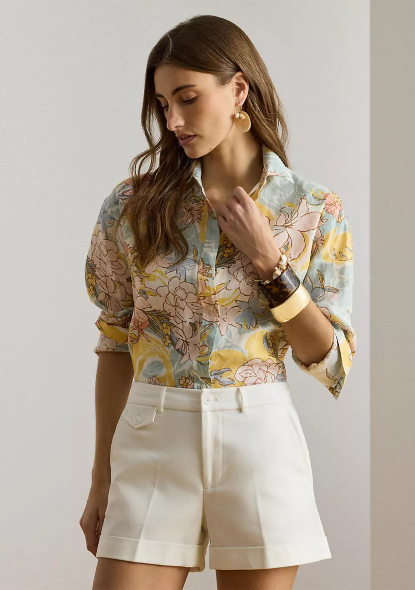 Women's Relaxed Fit Floral Linen Shirt | Belk