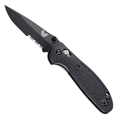Benchmade - Mini Griptilian 556SBK-S30V Knife with CPM-S30V Steel, Drop-Point Blade, Serrated Edge, Coated Finish, Black Handle, Made in the USA | Amazon (US)