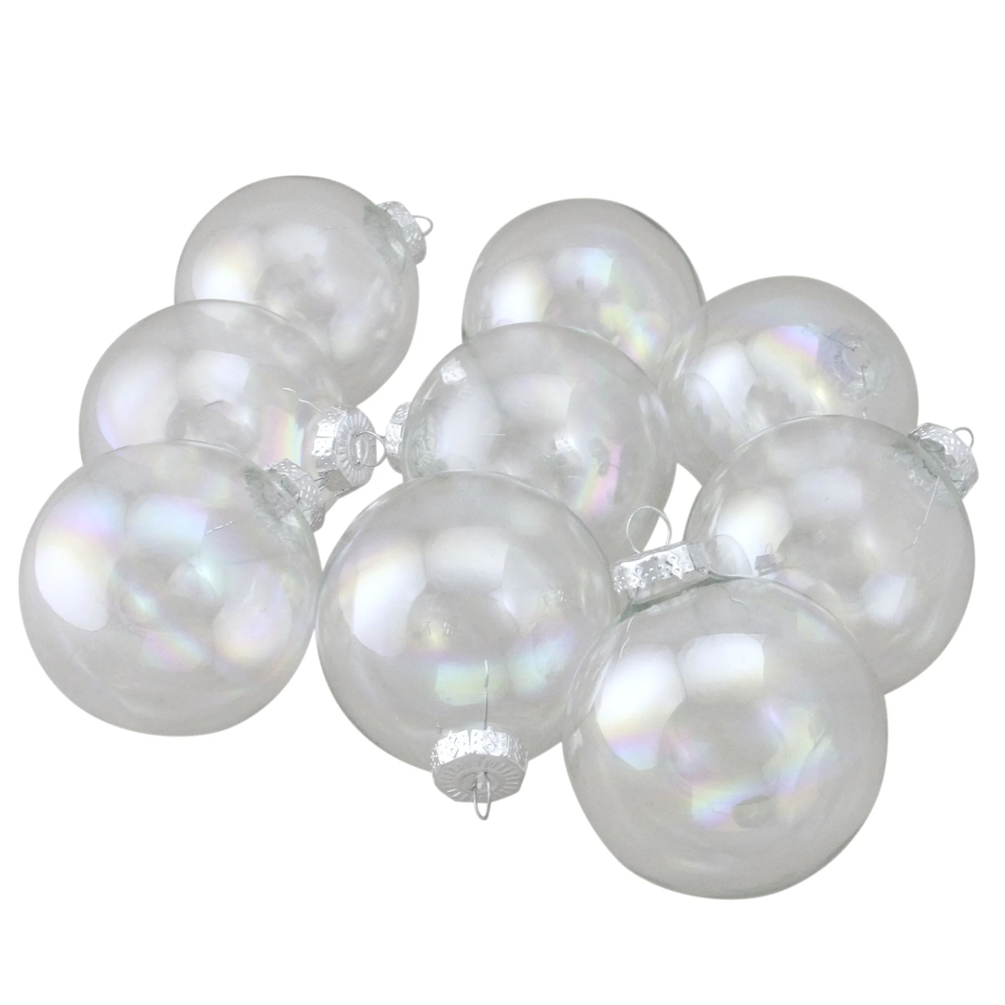 9ct Clear and Silver Iridescent Glass Christmas Ball Ornaments 2.5" (65mm) | Walmart (US)