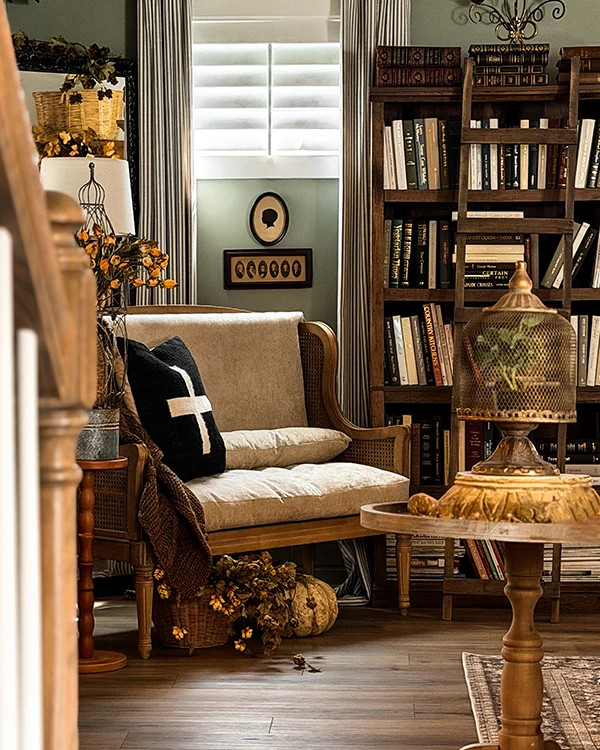 French Country Pine & Rattan Cane-Back Settee - Decor Steals | Decor Steals