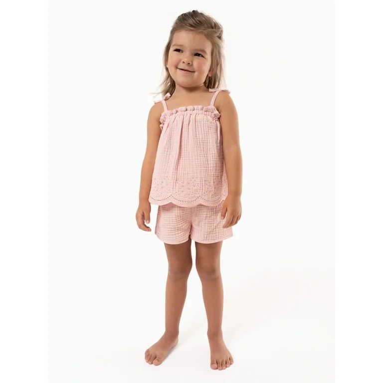 Modern Moments by Gerber Baby and Toddler Girl Gauze Outfit Set, 2-Piece, Sizes 12M-5T | Walmart (US)