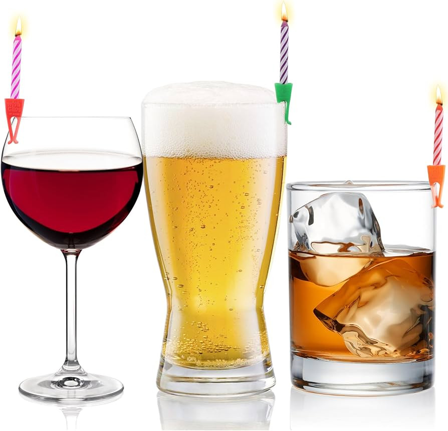 Birthday Candles for Drinks | 15 Colored Candles and Clips | Happy Birthday Cake Candles with Hol... | Amazon (US)