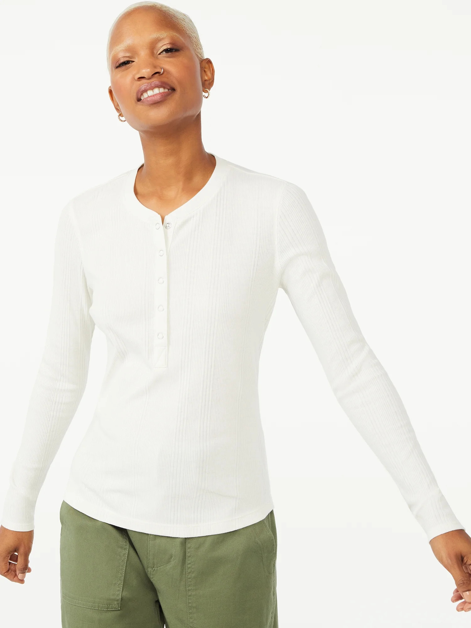 Free Assembly Women's Snap Crewneck Henley | Walmart (US)