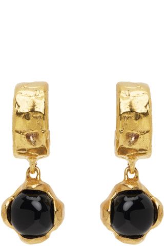 Gold Onyx 'The Night Capture' Earrings | SSENSE
