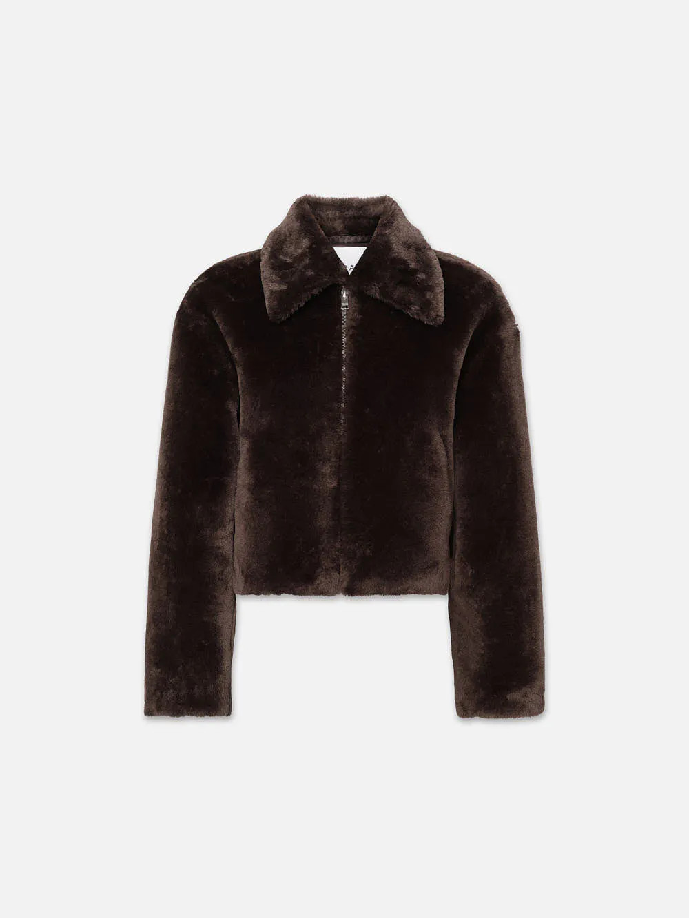 Faux Fur Zip Up Jacket  in  Espresso | Frame Denim