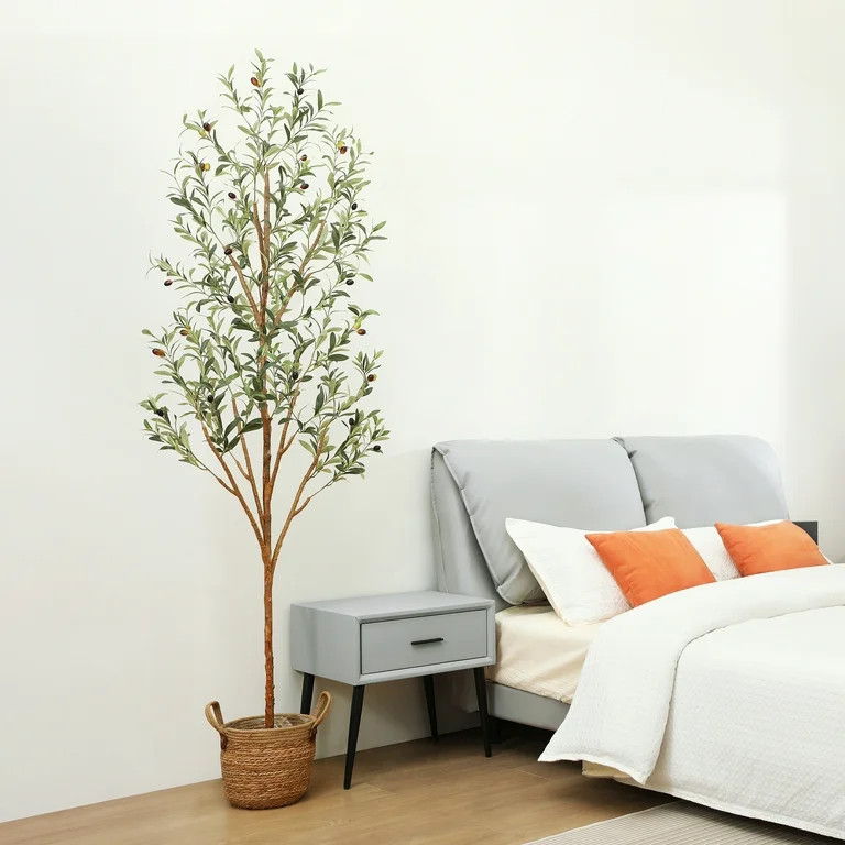 7 ft Artificial Olive Plants with Realistic Leaves and Natural Trunk, Silk Fake Potted Tree with ... | Walmart (US)