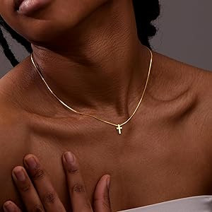 Easter Cross Necklace for Women, Dainty 14K Gold Silver Plated Diamond Sideway Cross Choker Jewel... | Amazon (US)