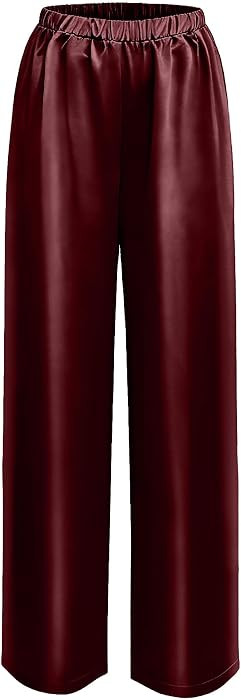 Silk Pants for Women Casual Elastic High Waisted Wide Leg Womens Satin Pant | Amazon (US)