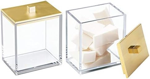 mDesign Modern Square Bathroom Vanity Countertop Storage Organizer Canister Jar for Cotton Swabs,... | Amazon (US)