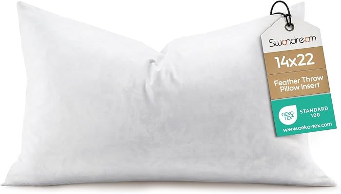 14x22 Feather Lumbar Pillow Insert, Decorative Throw Pillow Insert for Covers, Fuller Fit with So... | Amazon (US)