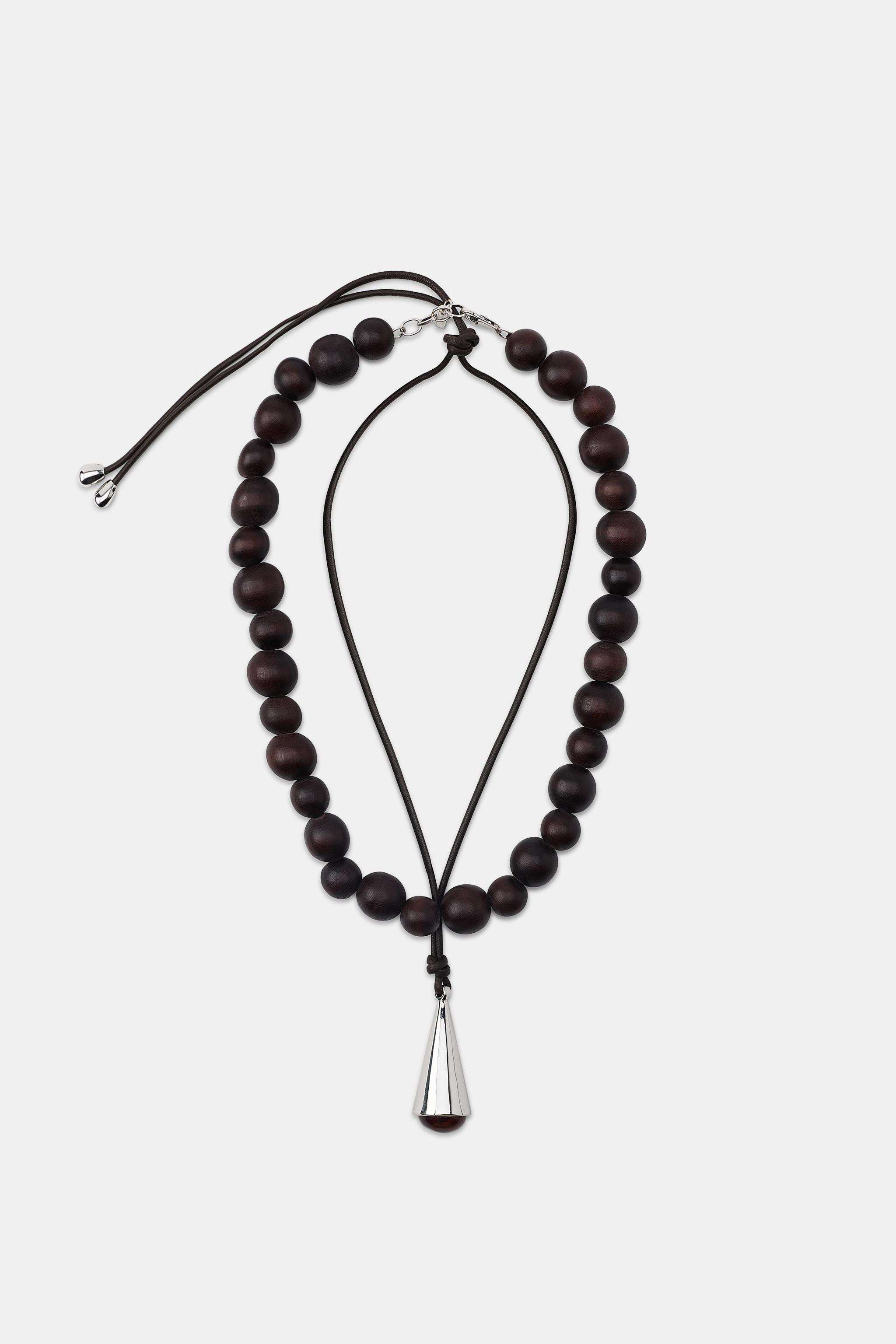 PACK OF 2 NECKLACES WITH BEADS AND METAL PIECE | Zara UK