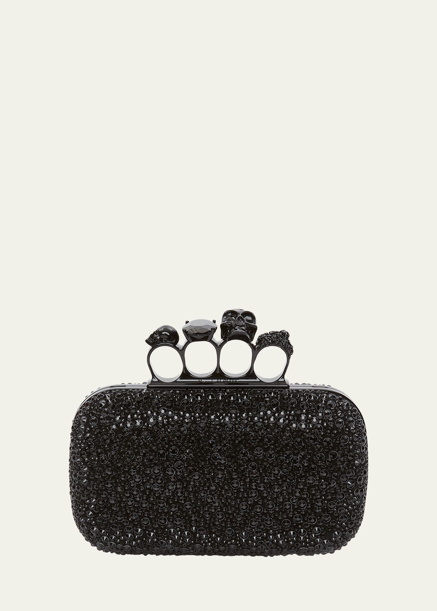 Alexander McQueen Skull Four-Ring Spike Crystal Clutch Bag | Bergdorf Goodman