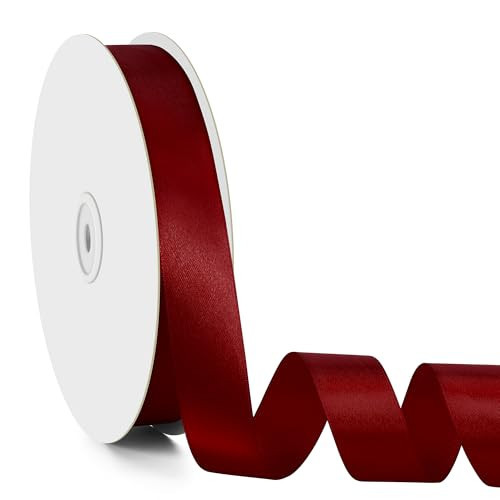 100 Yards 1 Inch Wine Red Ribbon, Burgundy Satin Ribbons, Maroon Fabric Hair Ribbons, Holiday Red Gift Silk Ribbon Ornament Wreath for Crafts Flower Bouquet Bow Sewing | Amazon (US)