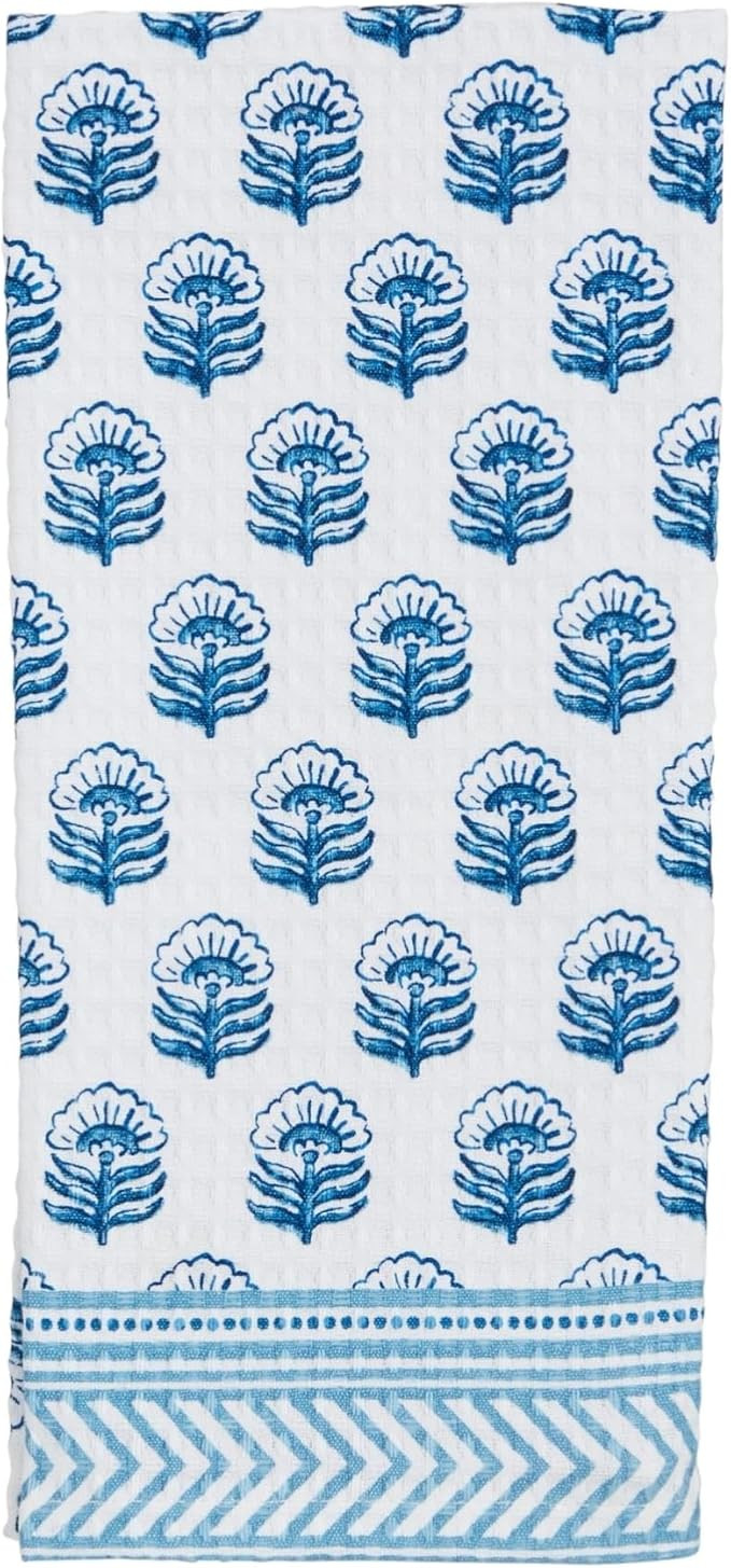 Mud Pie Buti Blue Block Towel; 26" x 16 1/2" | Amazon (US)