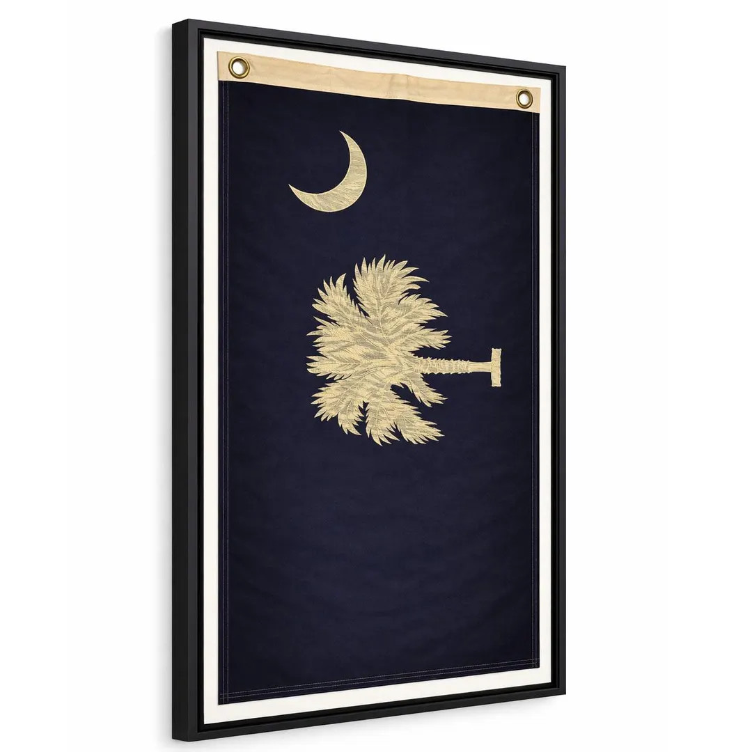 Large Vertical Framed Vintage South Carolina State Flag Displayed in 42x30 Real Cotton Embroidere... | Etsy (US)