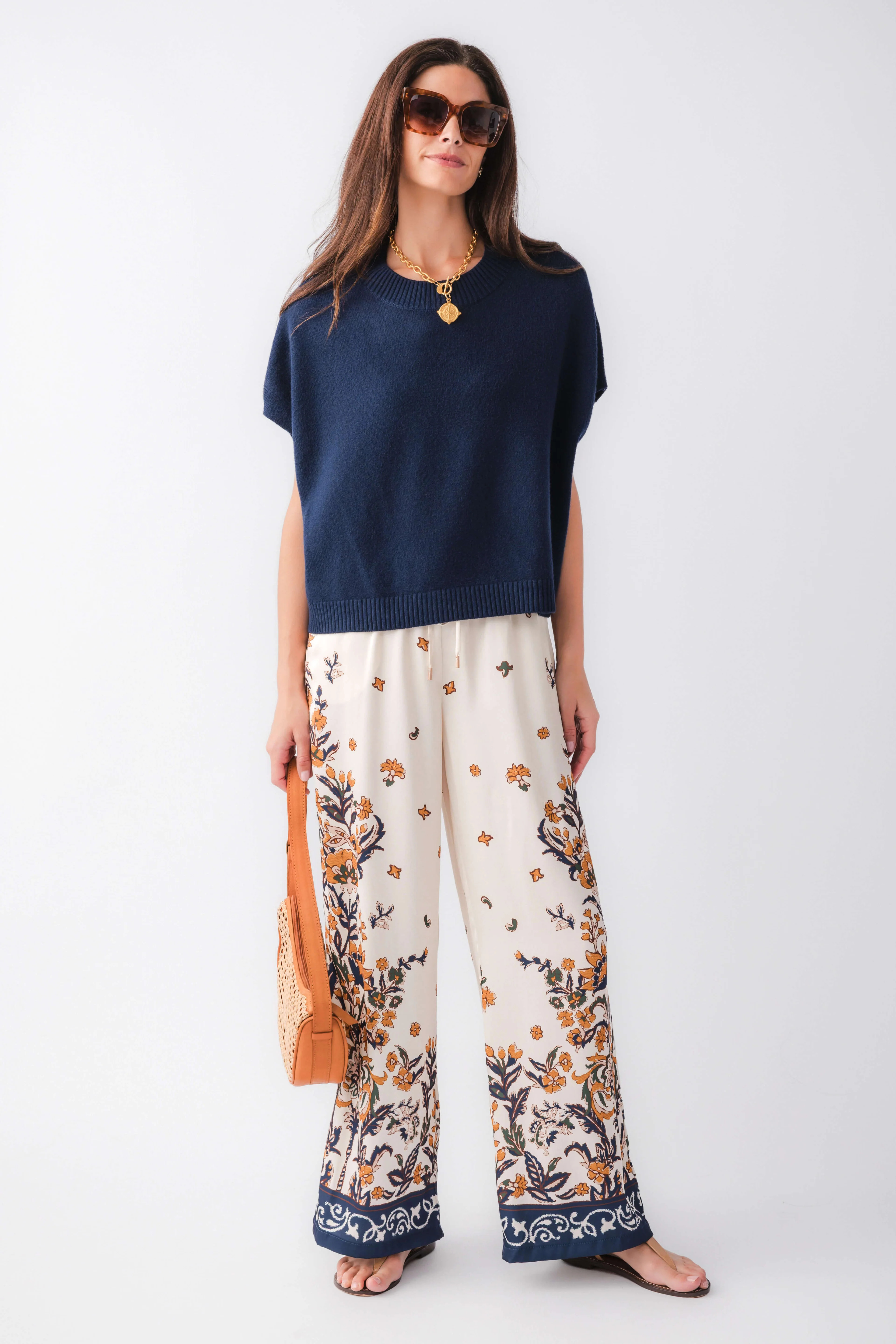 Skies Are Blue Printed Satin Pants | Social Threads
