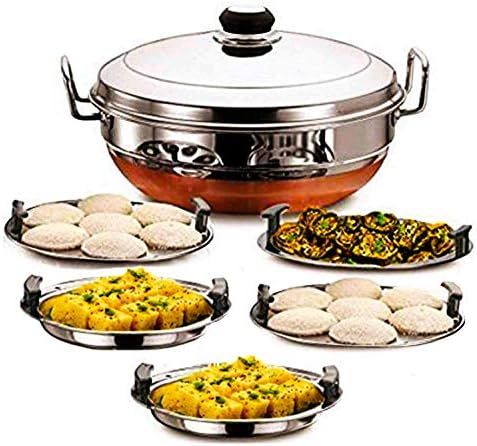 tag ltd All-in-One Stainless Steel Multi Kadhai Steamer with Copper Bottom with 5 Plates -2 Idli,... | Amazon (US)