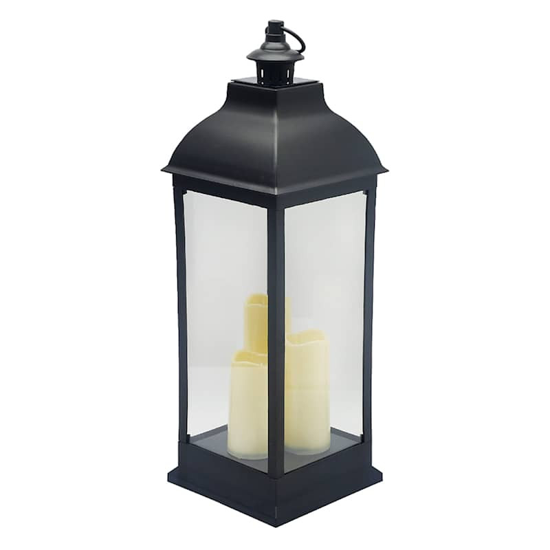 Black Outdoor Solar Lantern, 25" | At Home