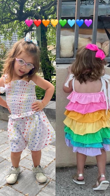 Adorable rainbow girl outfits 
Rainbow dress
Heart set 
Lola + the boys
Toddler girl dress
Trendy kids clothes 
Back to school clothes 

#LTKfamily #LTKBacktoSchool #LTKkids