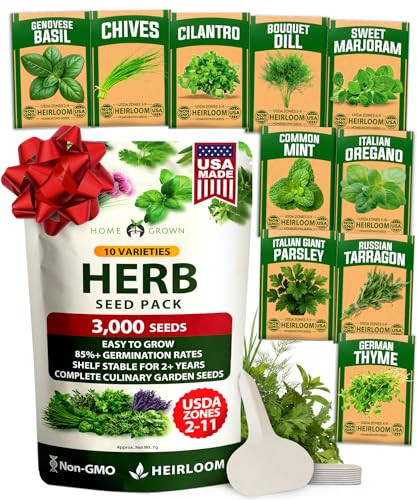 HOME GROWN 10 Herb Seeds for Planting 3,000+ Non-GMO Heirloom Seeds | Extra Large Variety Pack Herb Kit – Indoor Outdoor & Hydroponic | Culinary Seed Set | Grow Your Own Herbs | Gift for Beginners | Amazon (US)