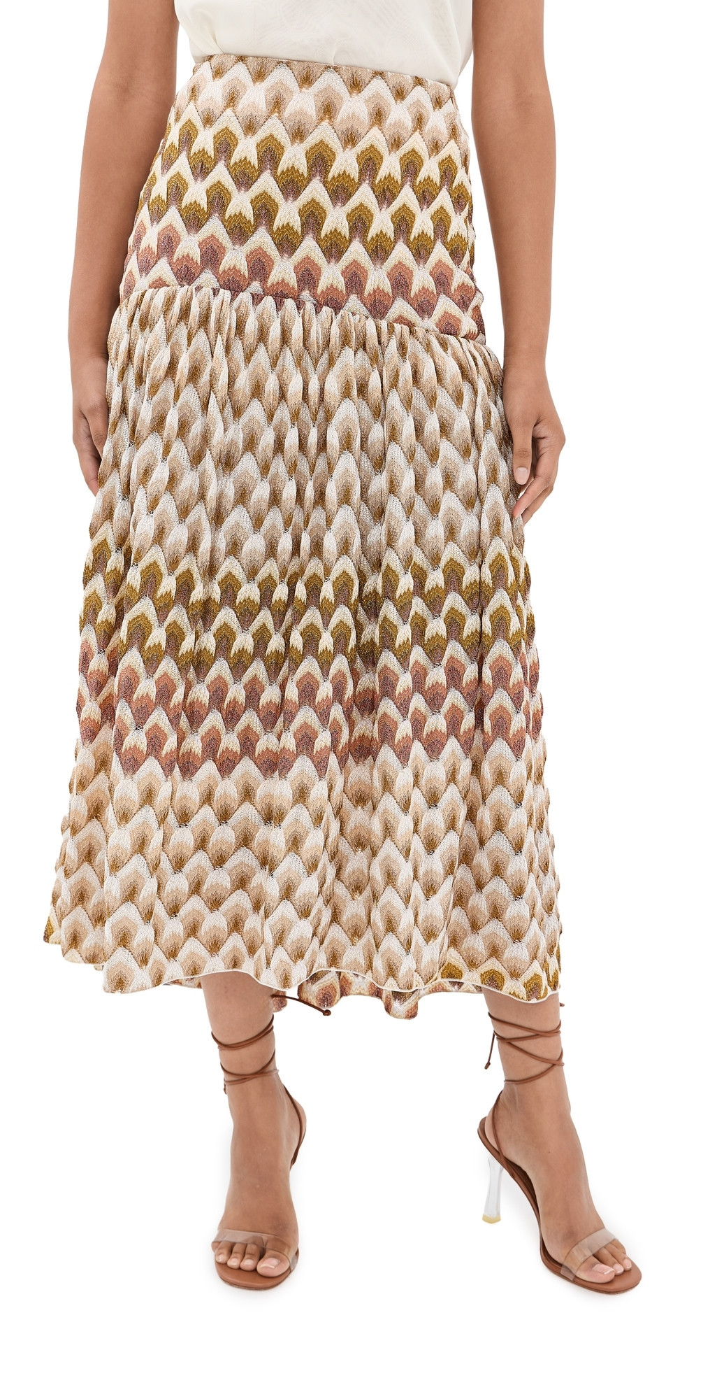 Missoni Long Skirt GOLD AND BEIGE ON WHITE BASE 42 | Shopbop