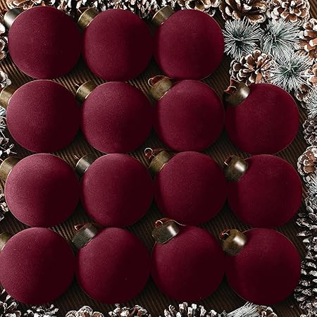 Liliful 15 Pcs Velvet Christmas Balls Bulk Flocked Christmas Tree Ball Ornaments Plastic Xmas Dec... | Amazon (US)
