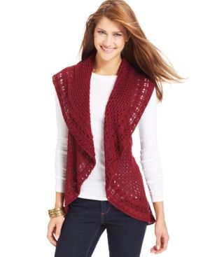 Style&co. Petite Open-Knit Crochet Vest | Macys (US)