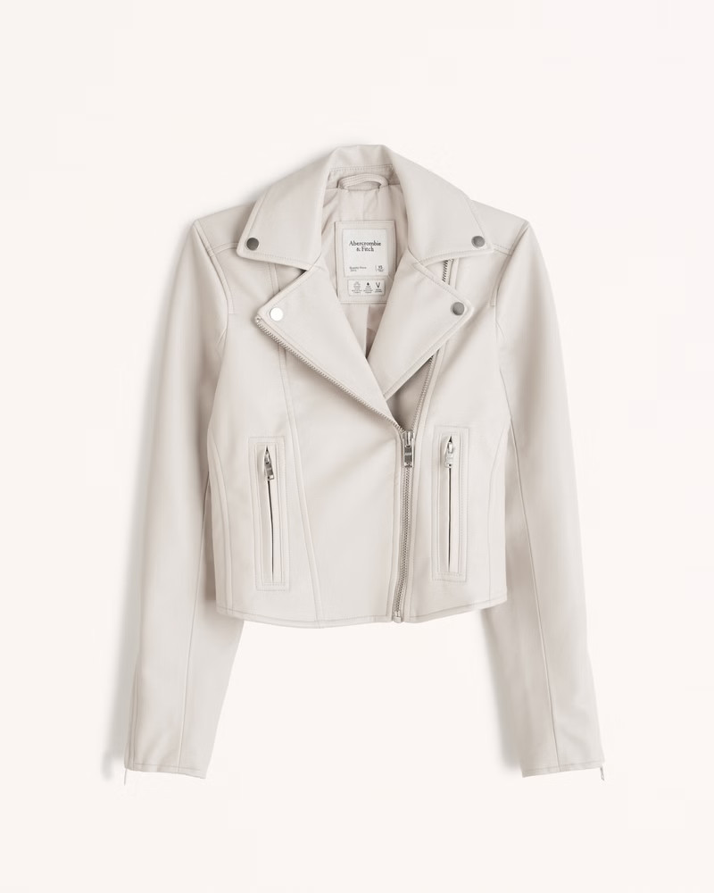 Women's Vegan Leather Moto Jacket | Women's Coats & Jackets | Abercrombie.com | Abercrombie & Fitch (US)