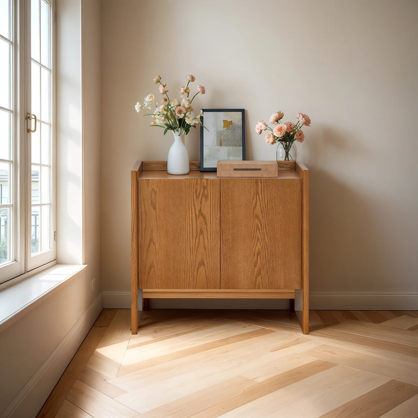 34" Walnut Sideboard With Ample Storage, Rustic Buffet Cabinet For Dining Room Or Living Room | Wayfair North America