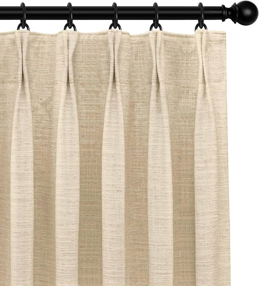 INOVADAY Pinch Pleated Curtains, 100% Light Blocking Linen Pinch Pleat Blackout Curtains for Bedr... | Amazon (US)