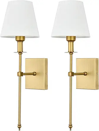 Pauwer Slim Wall Sconces Set of 2 White Fabric Shade Hardwired Indoor Light Column Stand Bedroom ... | Amazon (US)
