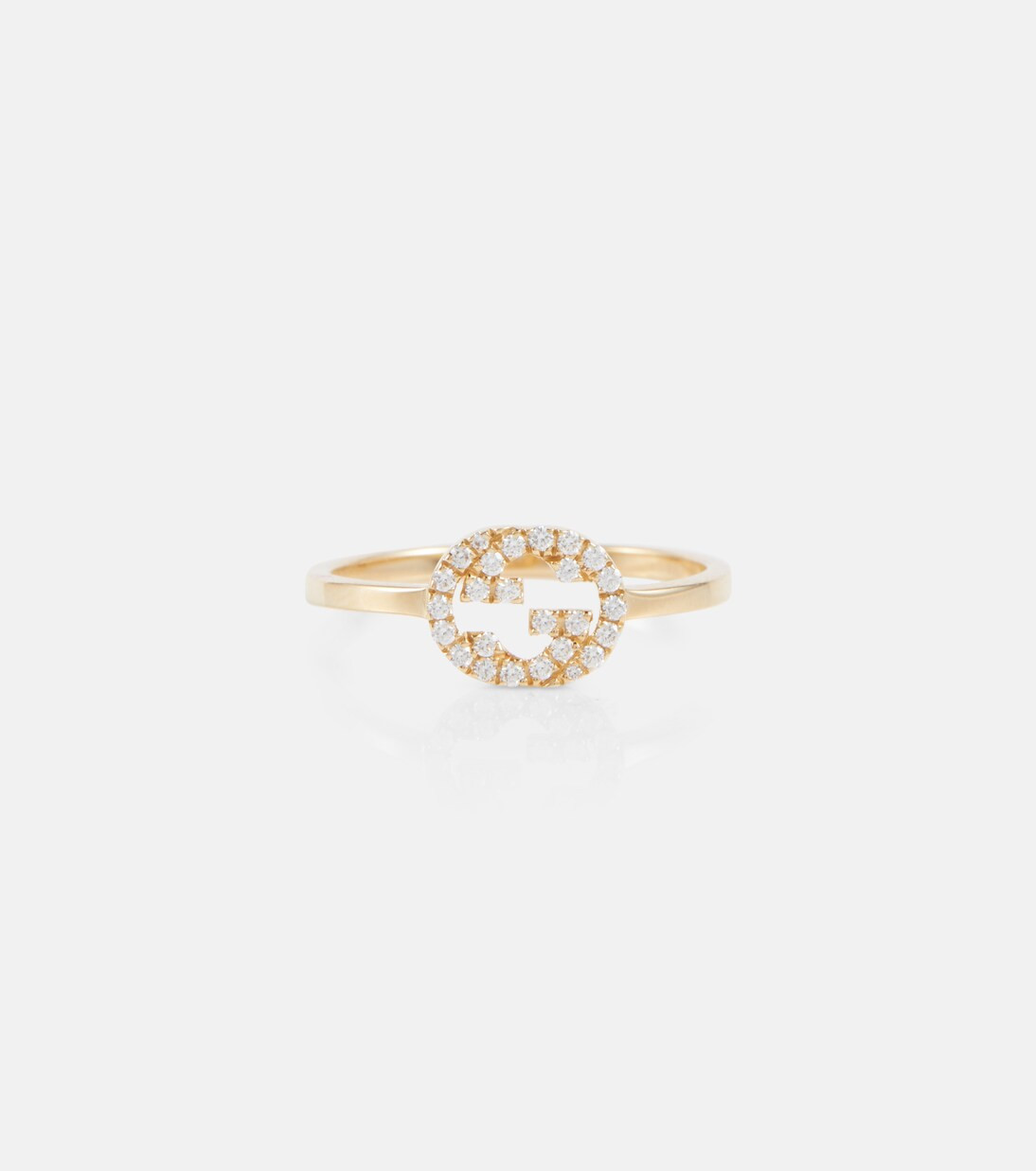 Interlocking G 18kt gold ring with diamonds | Mytheresa (US/CA)