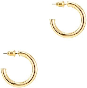 PAVOI 14K Gold Plated Hoop Earrings For Women - 3.5mm Thick Infinity Gold Hoops Women Earrings - ... | Amazon (US)