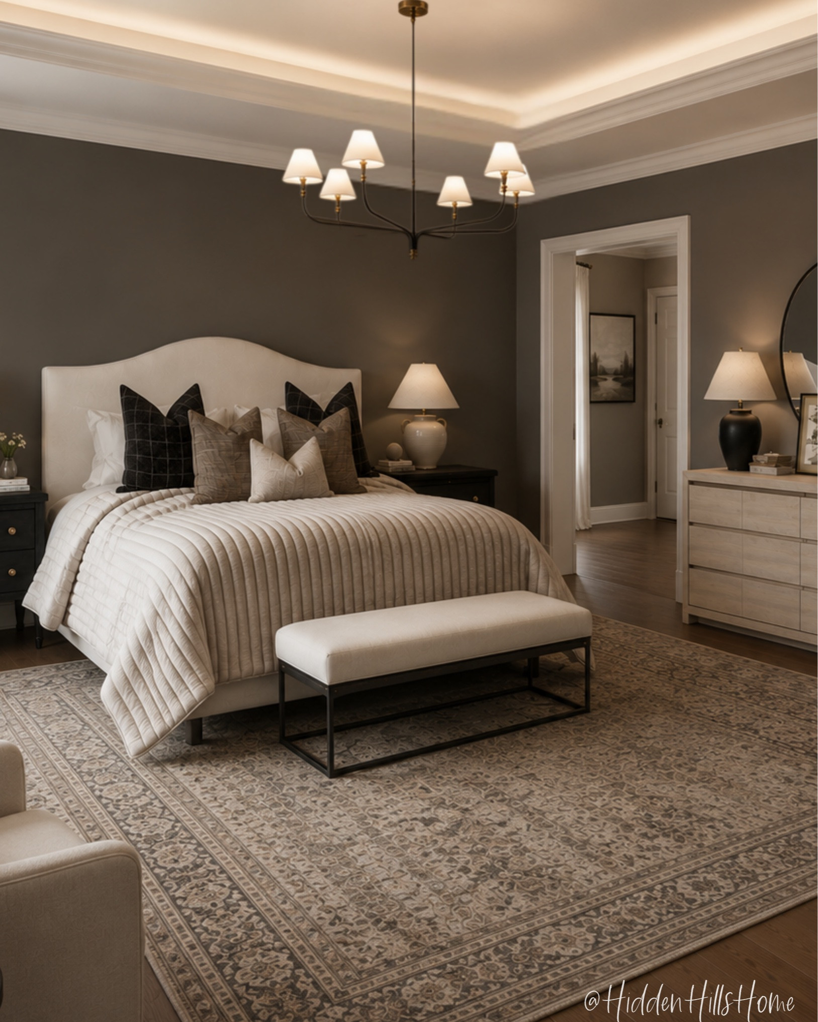 Bedroom decor, bedroom mood board, home decor ideas, bedroom design, bedroom inspiration, nightstands, bedroom dresser, rug #bedroom
Wall color is SW Urbane Bronze

#LTKHome #LTKSaleAlert #LTKSeasonal