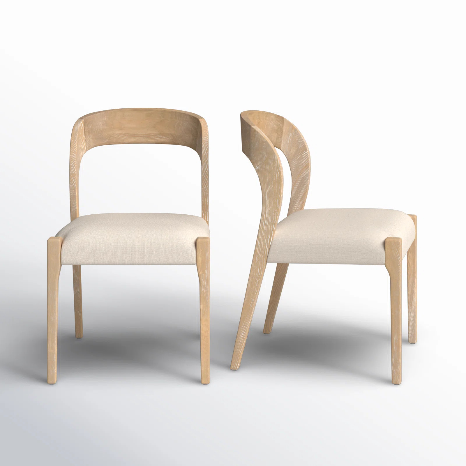 Hamish 18'' H Linen Blend Upholstered Oak Side Chair (Set of 2) | Wayfair North America