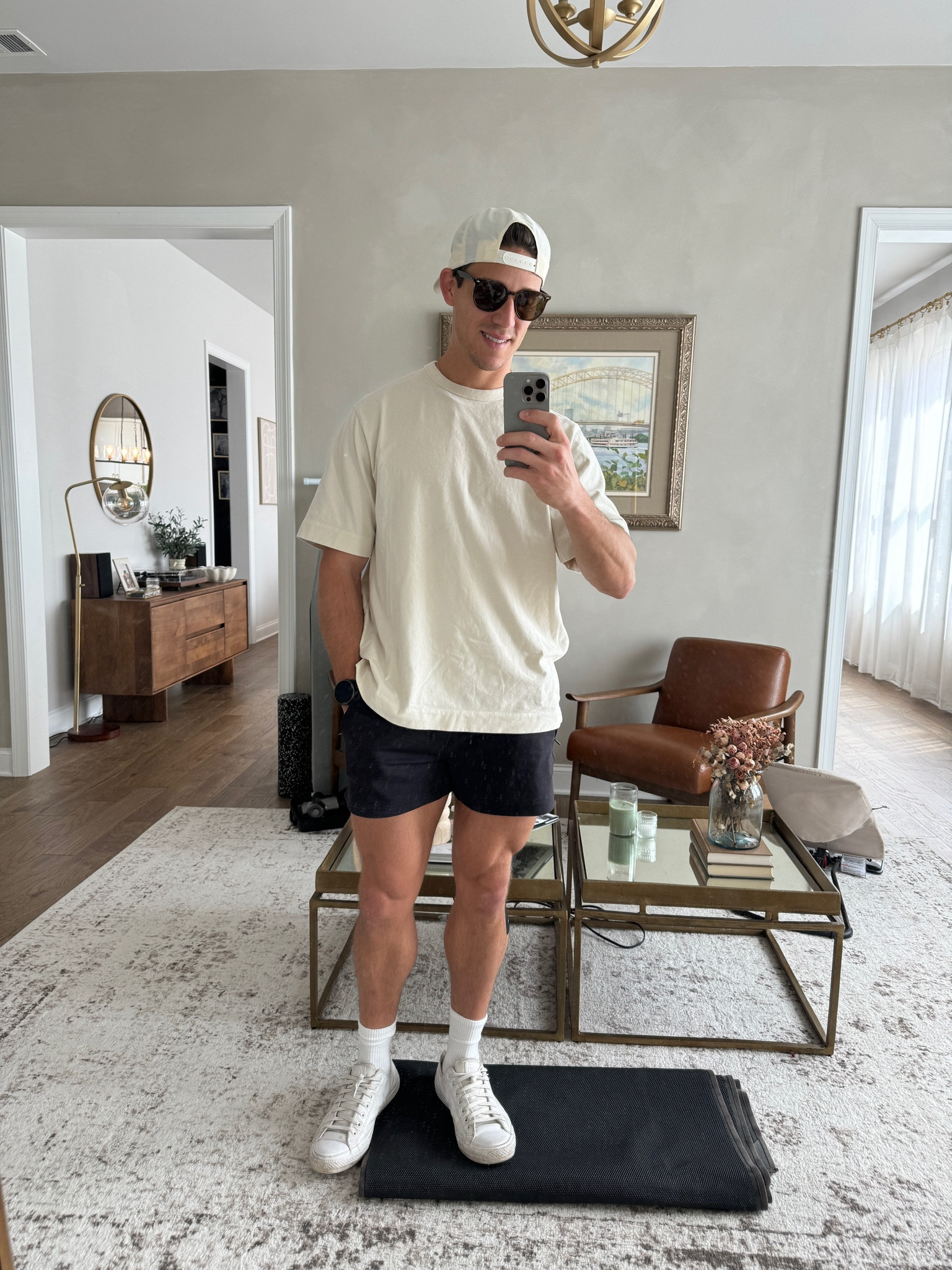 Todays outfit for a recovery workout at the gym - lululemon balancer shorts, Abercrombie premium oversized tee, Bombas socks, converse, and a hat from breezy golf

#LTKstyletip #LTKfitness #LTKmens