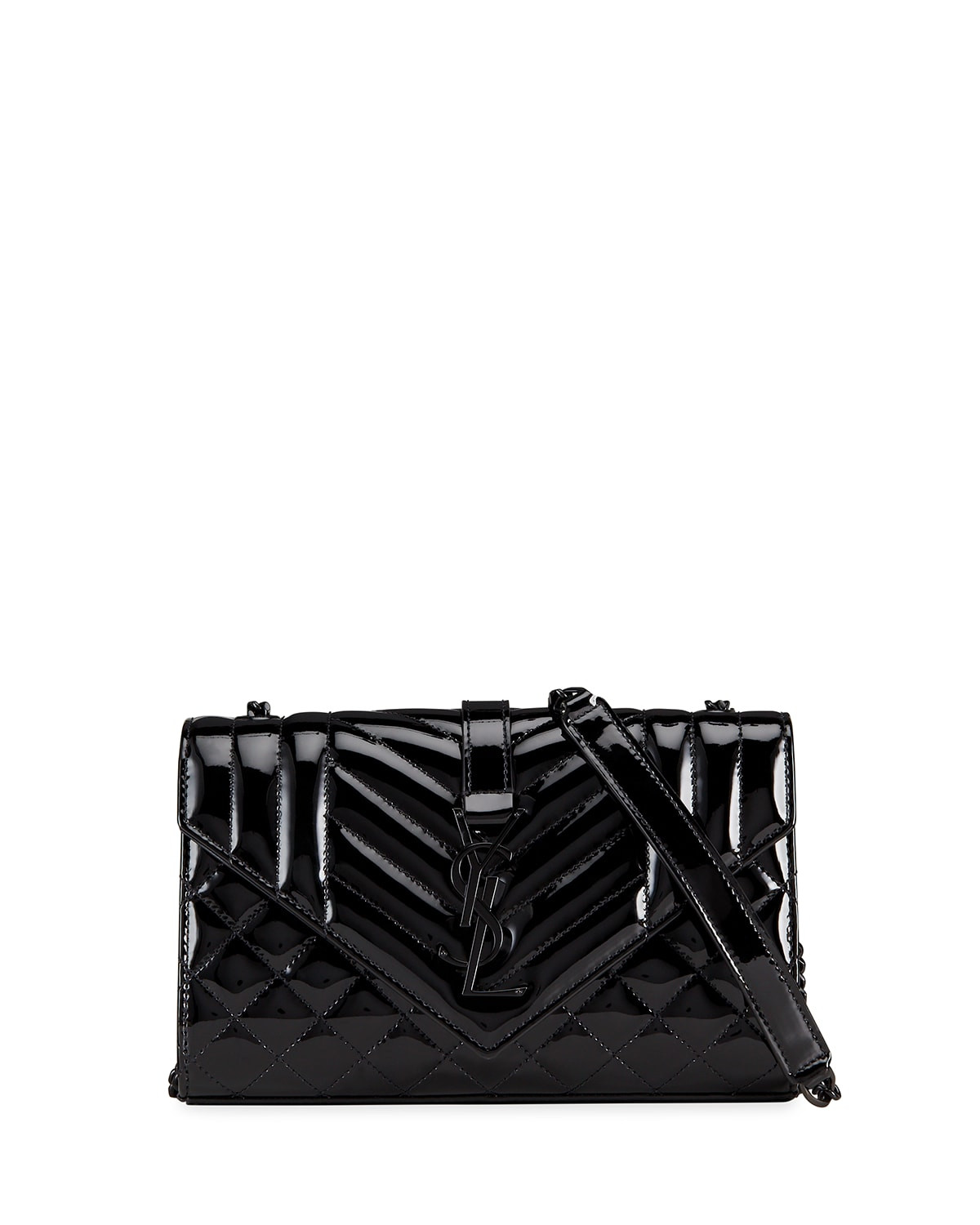 Small YSL Monogram Patent Shoulder Bag | Neiman Marcus