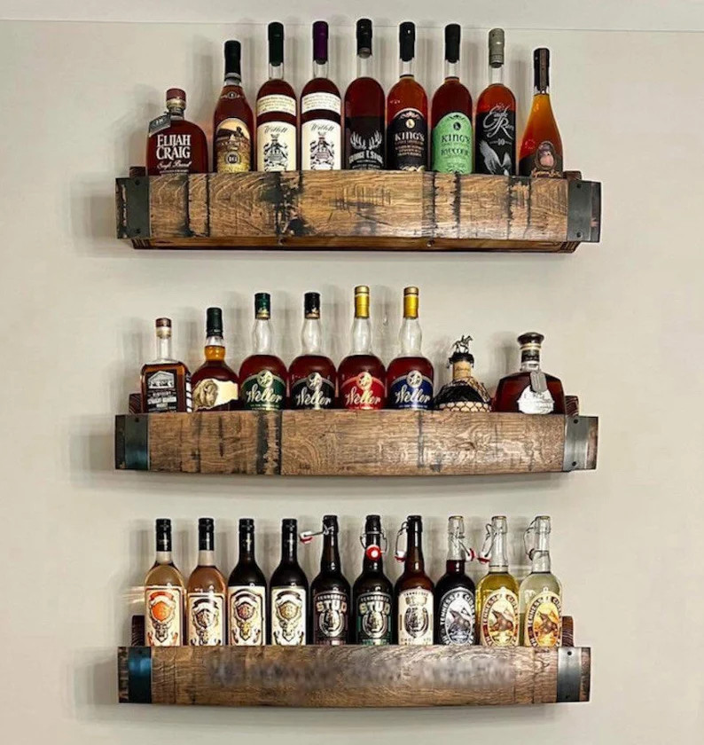 Floating Bourbon Barrel Stave Shelf With Free Shipping Shelves/groomsman Gift/rustic Wall Shelf/u... | Etsy (US)