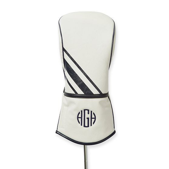 Sporty Stripe Golf Driver Club Cover, Ivory | Mark and Graham