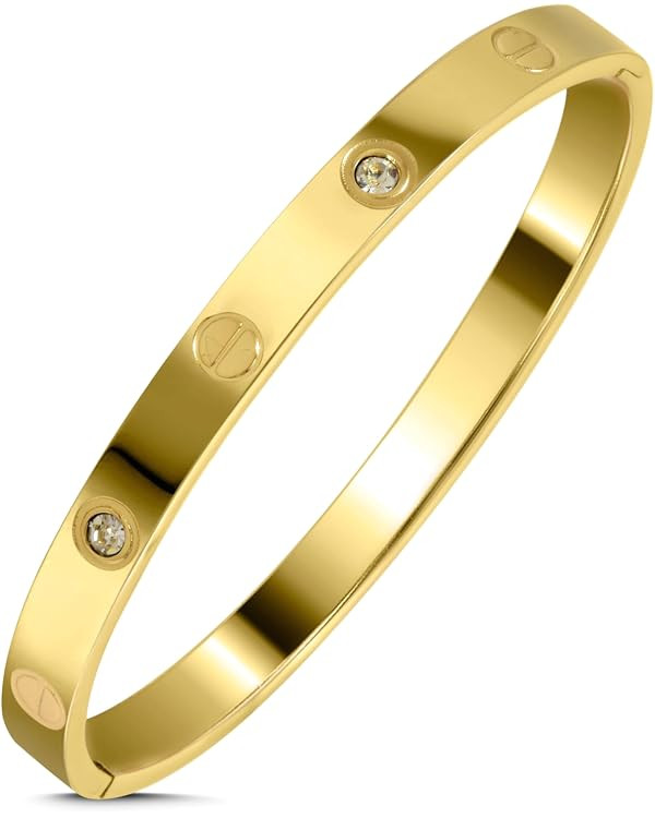 Gold Bracelet for Women, 18K Gold Plated Stainless Steel Gold Bracelet, Lovely Gift for Women, Gi... | Amazon (US)