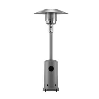 47000 BTU Stainless Steel Freestanding Outdoor Gas Propane Patio Heater with Wheels in Silver | The Home Depot